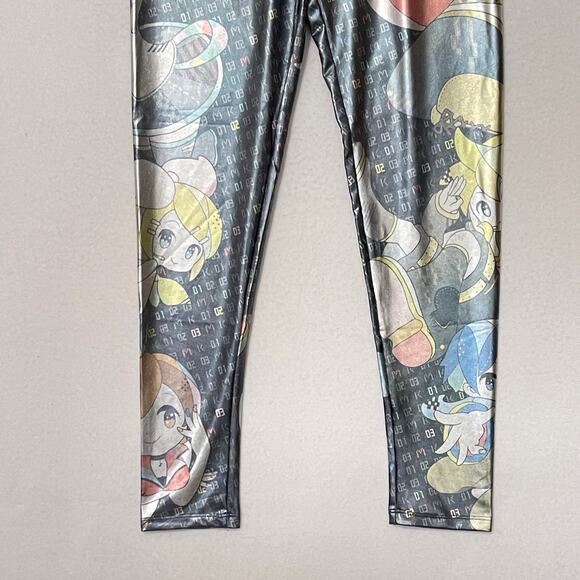 Hatsune Miku Vocaloid Cosplay Leggings Womens Large Silver Graphic Metallic - Picture 8 of 11